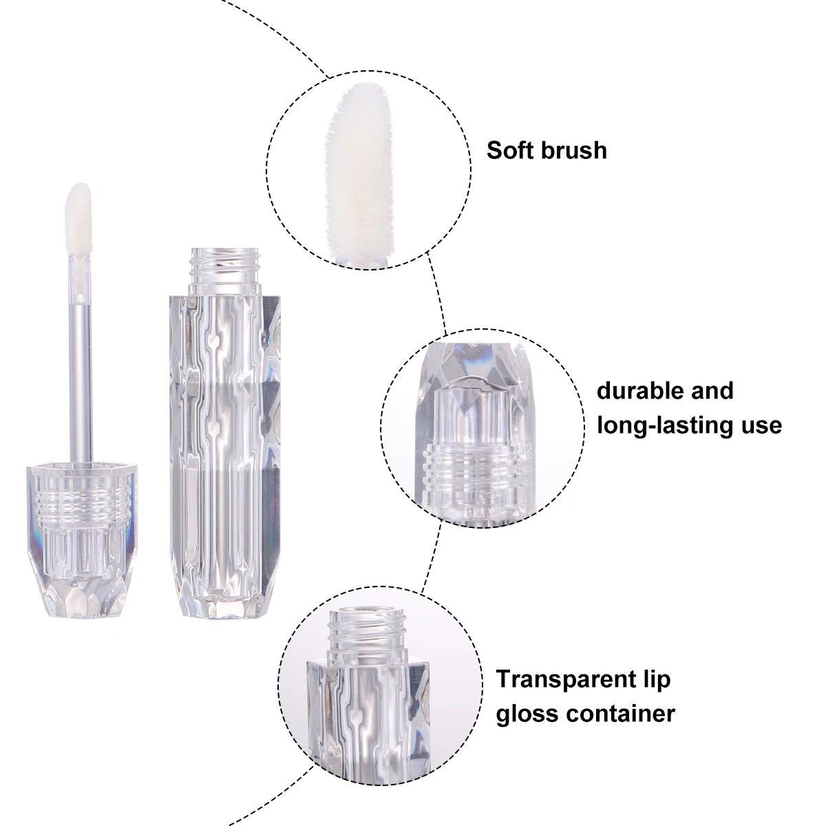 

5pcs Gloss Bottle Mini Empty Lip Gloss Tube Plastic Travel Size Refillable Empty Tubes Acrylic Durable Portable Samples