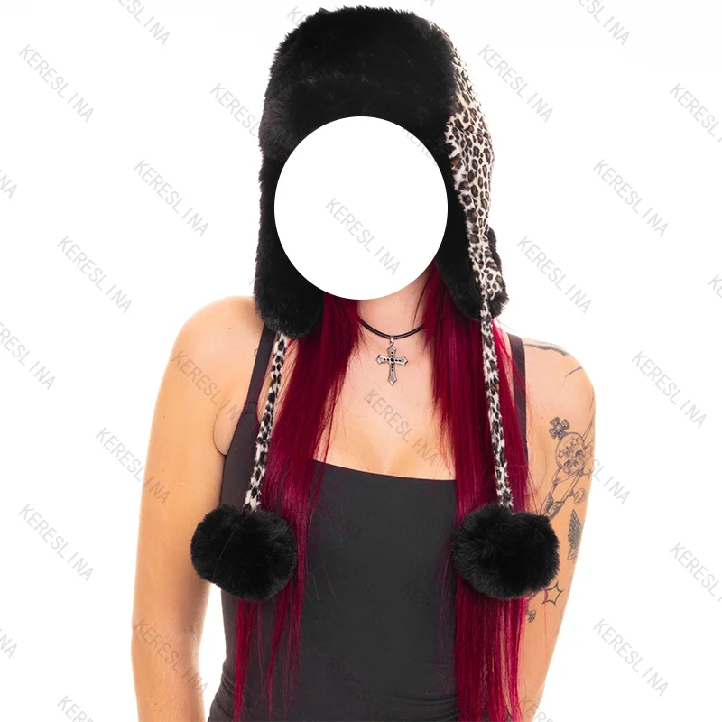 Европейская и американская уличная модная модная и универсальная плюшевая шапка Lei Feng осень/зима Y2k винтажная шляпа Lei Feng в готическом стиле