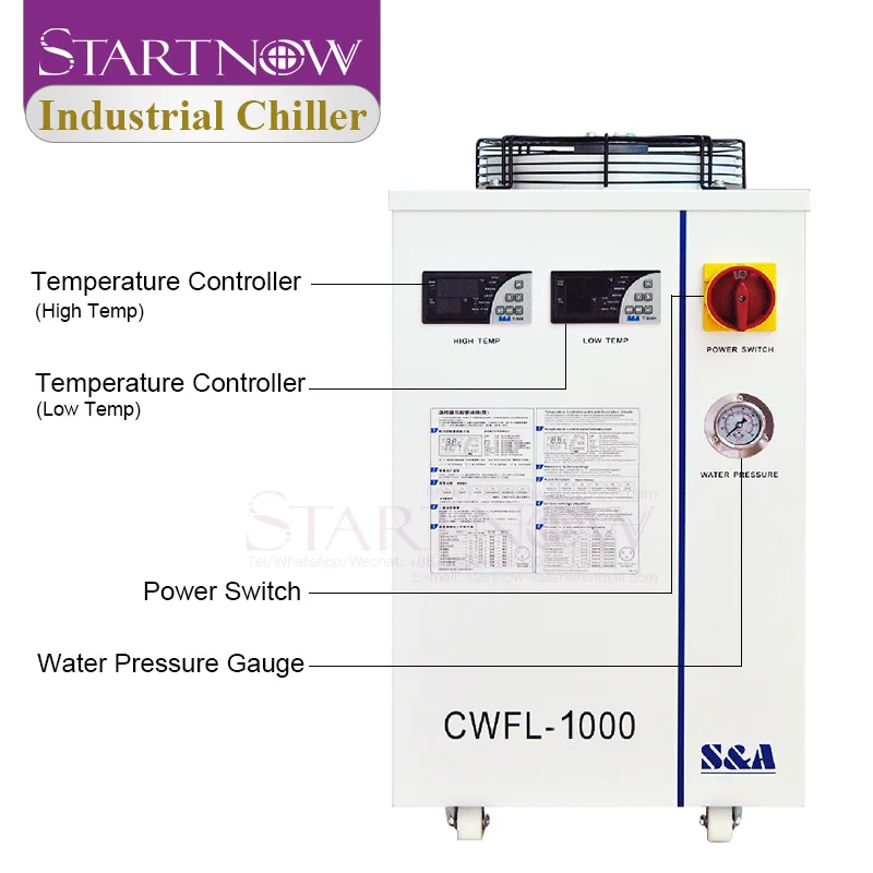 Startnow CWFL-1000AN & 1000BN Industrial Water Chiller Dual Temperature Control 50/60Hz Compatible with Fiber Laser Machines