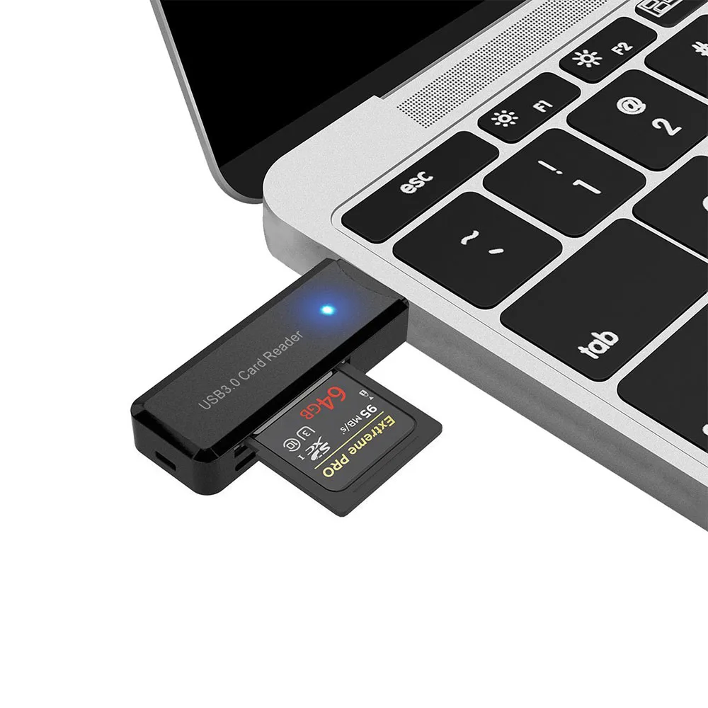 USB3.0 Card Reader Micro SD HC XC TF MIMC RSMMC Memory Card Writer View Adapter Dongle LED Light Computer Laptop Memory Extender