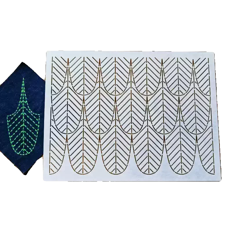 Banana Leaf Feather Pattern Quilting Template Sashiko Stencil Reusable PET formwork for Embroidery,coaster Fabric Drawing tool