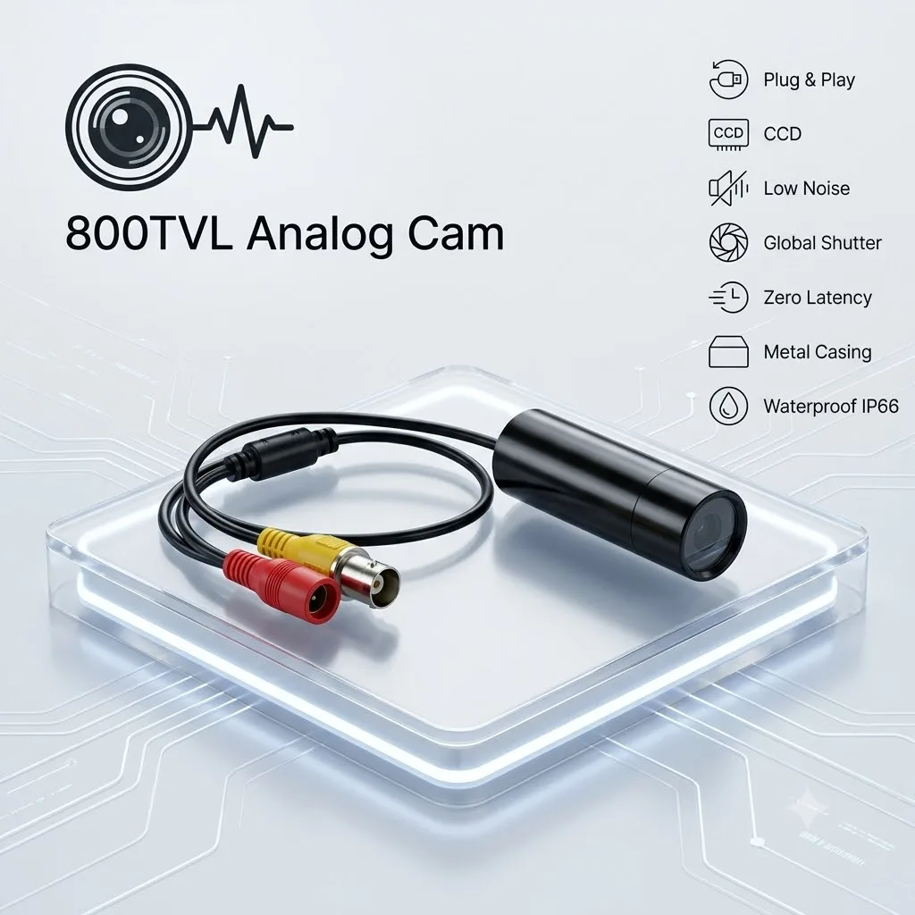 800TVL Analog CCD Mini Bullet Camera IP66 Metal Housing Crosshair Overlay Plug&Play for Security Industrial Inspection