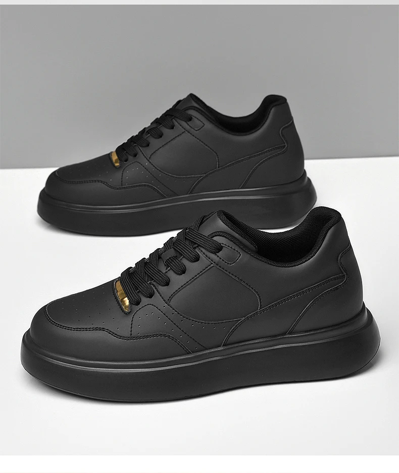 Herren-Skate-Schuhe aus Kunstleder mit Schnürung, versteckter Erhöhung der Höhe um 6/8/10 cm, rutschfester Plattform, für den Alltag und zum Gehen. – Detail 15