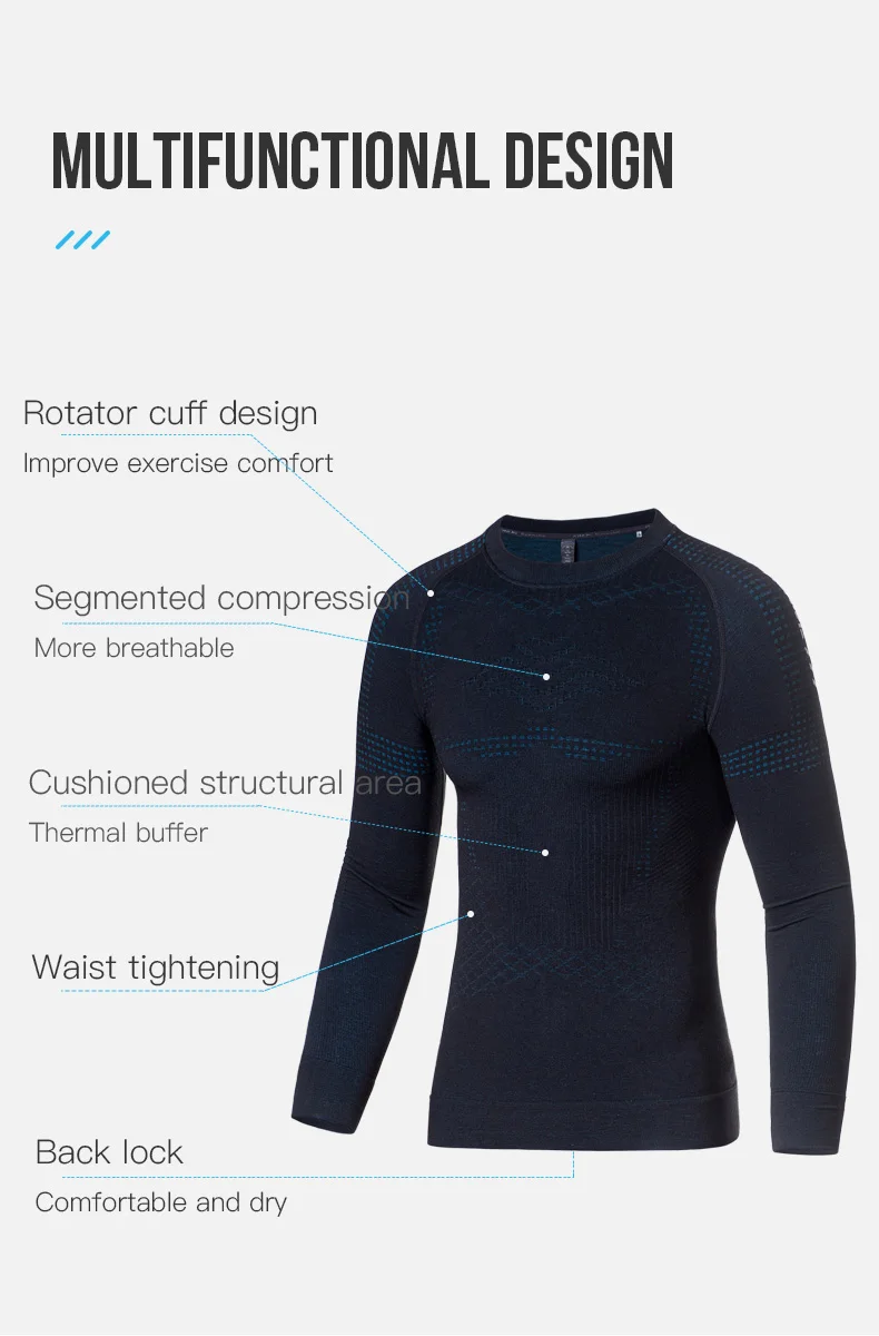 AONIJIE F5175 Man Women Outdoor Sports Integrated Wool Fabric Tight Compression Long Sleeve Top Thermal Pullover Base Underwear