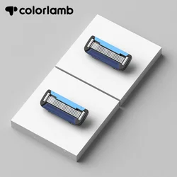 Colorlamb 2PCS Men Razor Cartridges Refill 5 Layer Blades Martensitic Stainless Steel Replacement for Male