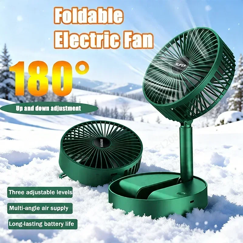Home Folding Fan Cooling Handy Desk Low Noise Adjustable Hight USB Charging High Duration Standby Desktop Mini Electric