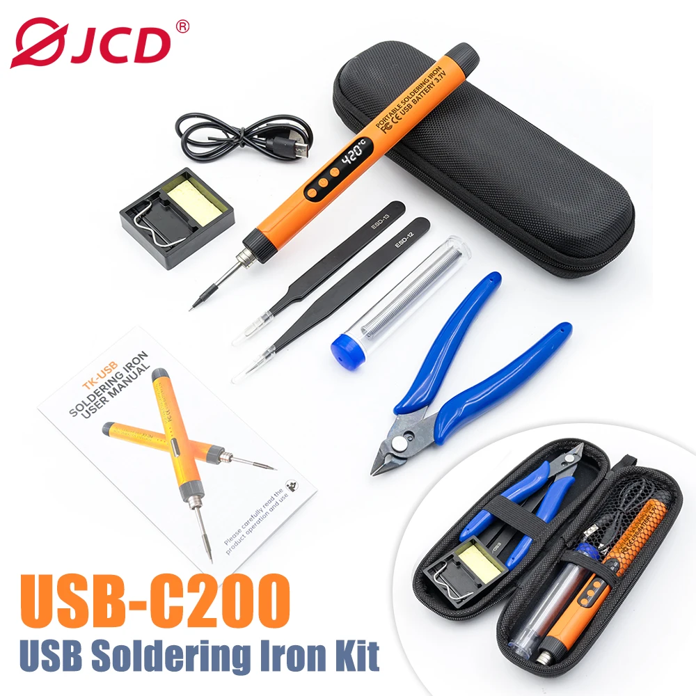 USB Soldering Iron Kit LED Digital Display Type-C Interface Wireless Electric Soldering Iron Adjustable Temperature Welding Tool