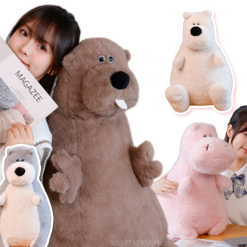 35/50/70cm Cute Wild Fat Animal Plush Doll Pillow Hippo Marmot Polar Bear Dog Plush Toy Super Soft Gift For Boys And Girls