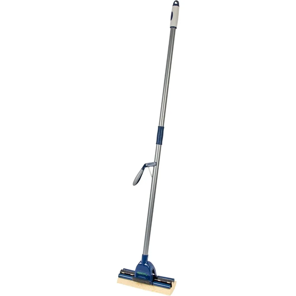 

Professional Self Wringing Sponge Mop 48 Inch Handle Blue Cellulose Absorbent Head for Bathroom Kitchen Floor Cleaning