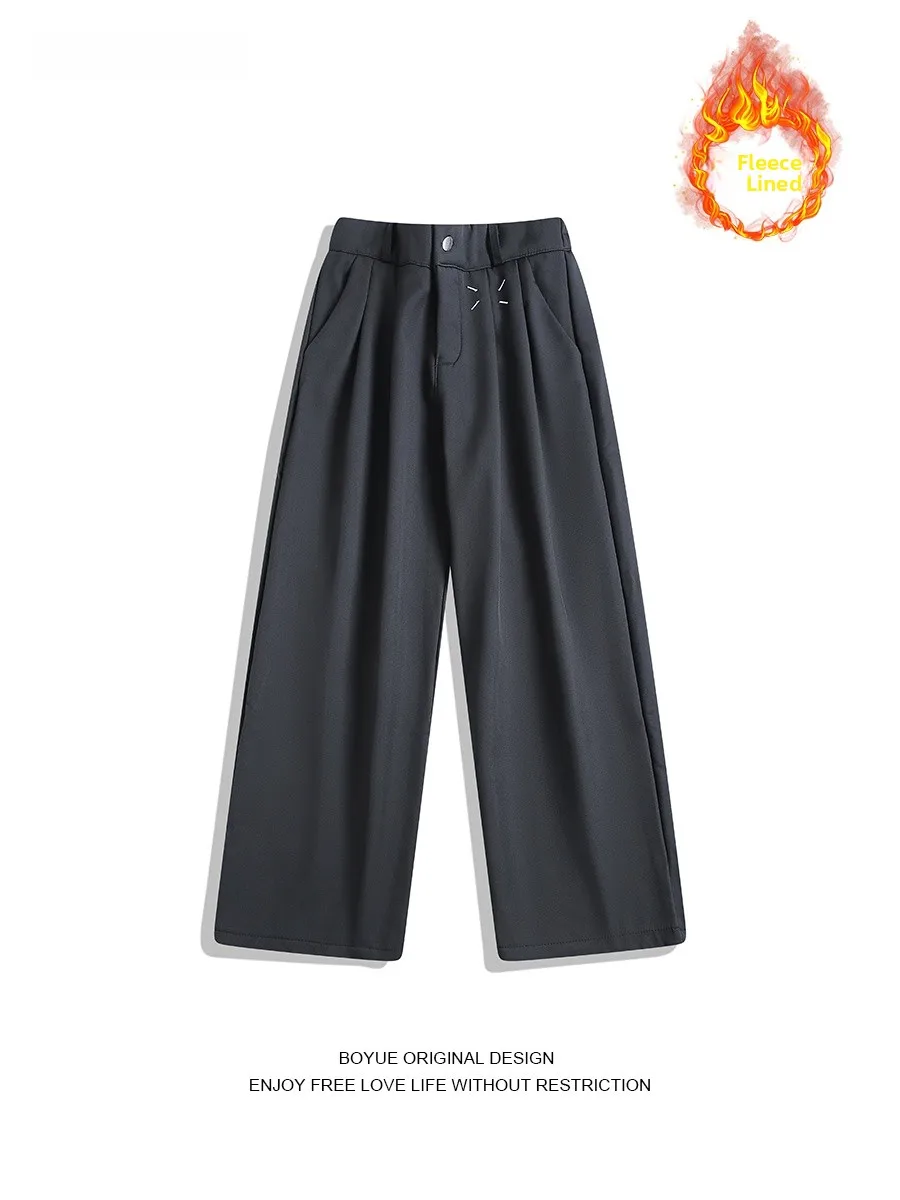 

BOYUE мужские повседневные прямые костюмные брюки осень-зима на подкладке с вышивкой Street Sle Busin повседневные брюки