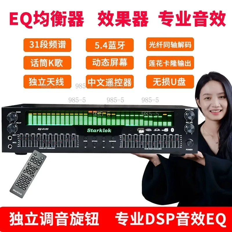 Professional 31 Band HiFi Equalizer Effects Processor 2 in 1 Bluetooth Optical Coaxial KTV Anti Howling Preamp