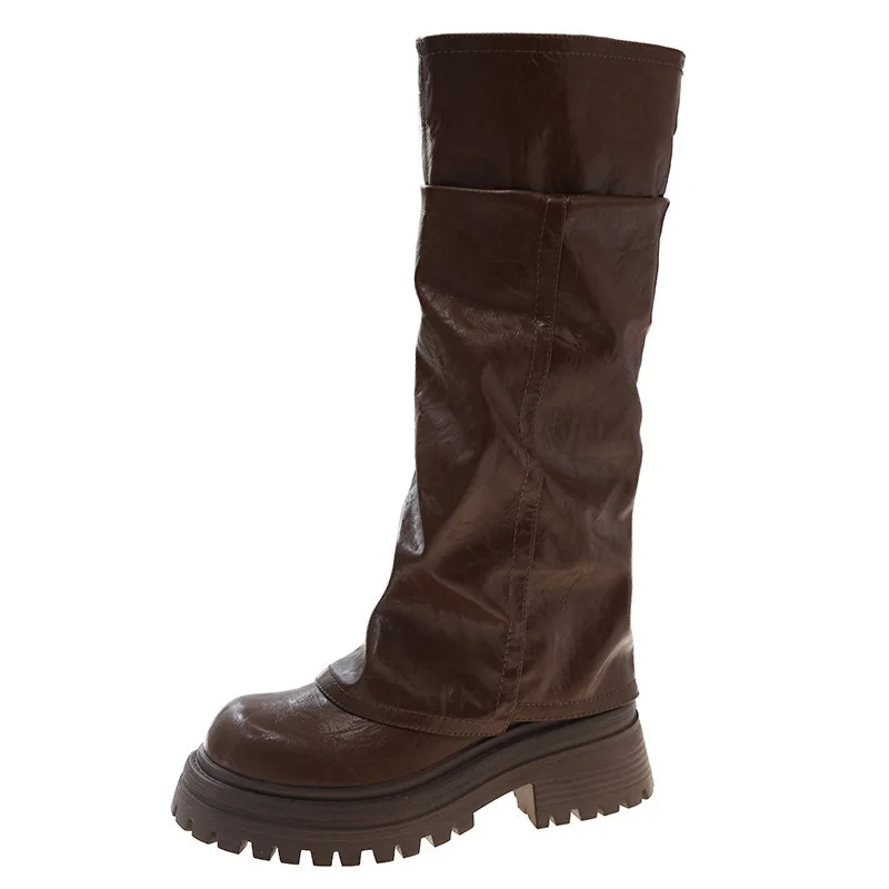 Botas de calças de sola grossa femininas novo 2024 outono e inverno botas de cavaleiro fino doce e legal botas versáteis