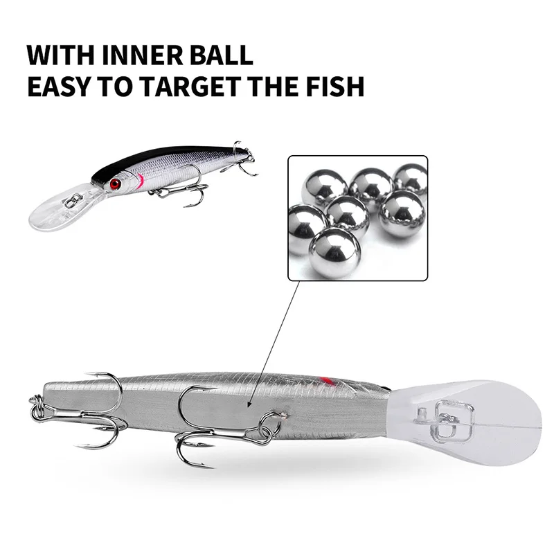 1Pcs Floating Wobblers Minnow Fishing Lures 12.5cm 13.5g Deep Diving Jerkbait Artificial Hard Bait for Bass Pike Fishing Tackle
