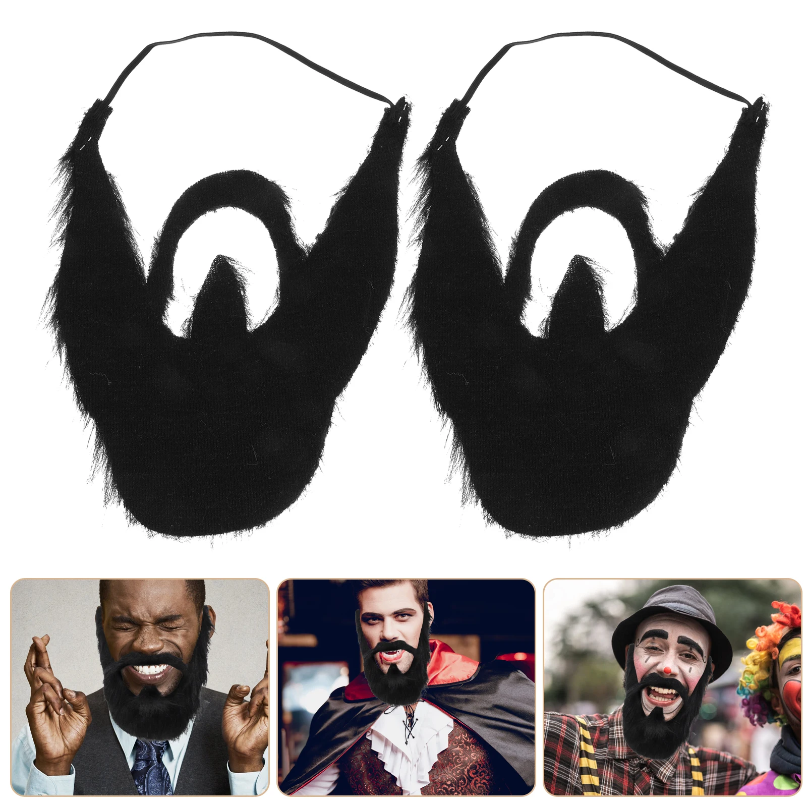 

2 Pcs Fake Beard Props Halloween Costume Realistic Funny Flannel for Men Kids Cosplay Party Christmas School Play