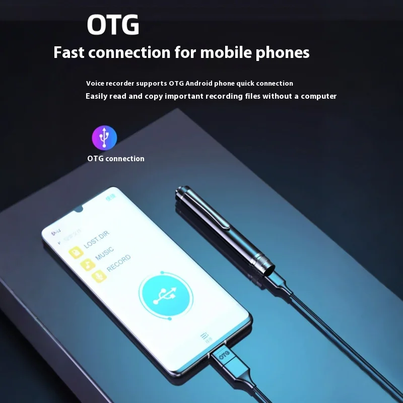 1/2 مسجل صوت صغير قابل لإعادة الشحن؛ تصميم تقليل الضوضاء مسجل صوت رقمي للمحاضرات/الاجتماعات/المقابلات/