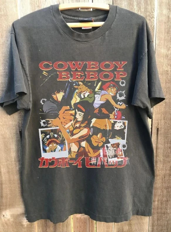Camiseta unisex con gráfico de Cowboy Bebop Anime, color carbón, para hombres y mujeres, camisetas para hombre