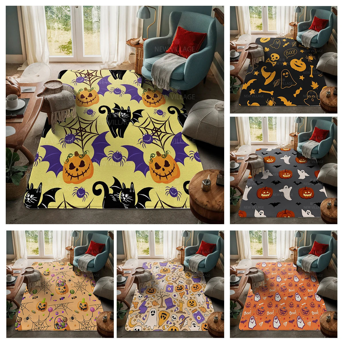 House entrance carpet Home door mat Living Room Bath Foot bathroom non-slip water absorption rugs bath Halloween Autumn Pumpkin