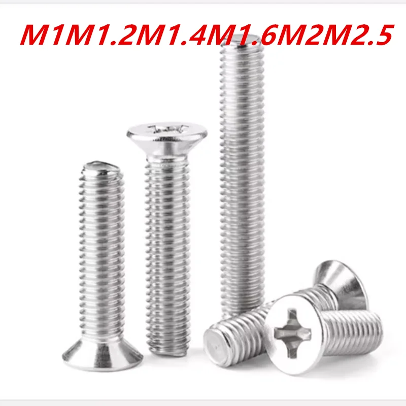 

M1M1.2M1.4M1.6M2 stainless steel 304 phillips counersunk flat head screw crossed recessed small electronical screw bolts1144