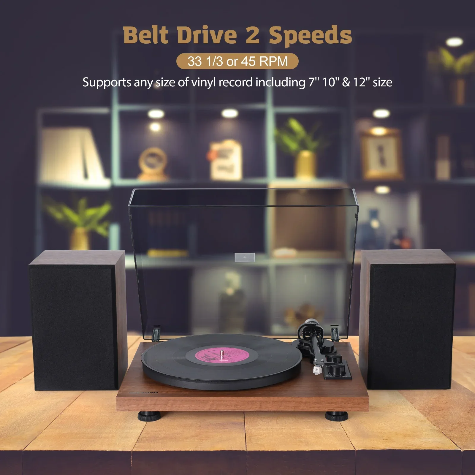 

Hot Sale Bluetooth Record Player Portable Music Recorder 33 45 RPM With Plastic Dust Cover Nostalgic Retro Recorder Vintage Reco