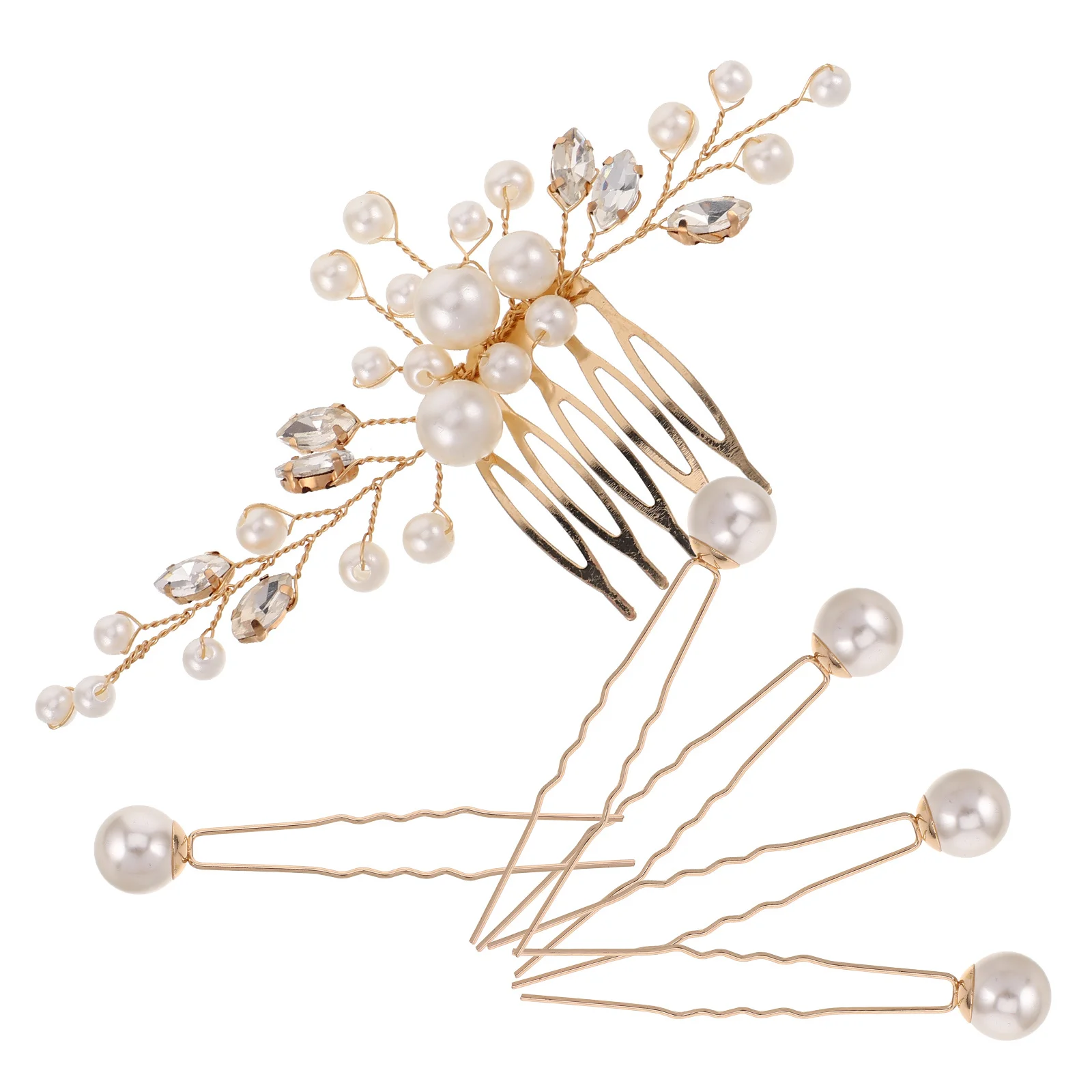 

1Set Hair Pin Side Comb Set Meticulous Craftsmanship Vintage Elegant Hair Ornaments for Bride Wedding Banquet Daily Wear