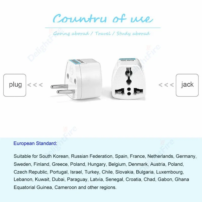 1pcs EU Europe Plug Adapter Universal EU US UK To Spain France Travel Adapter Electrical Socket Plug Converter Power Charger