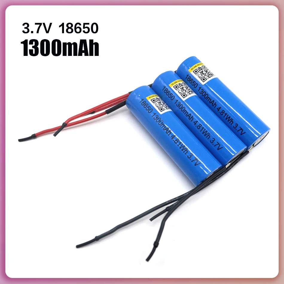 18650 1300 mah lithium battery 3.7 V strong light flashlight rechargeable battery+DIY Line