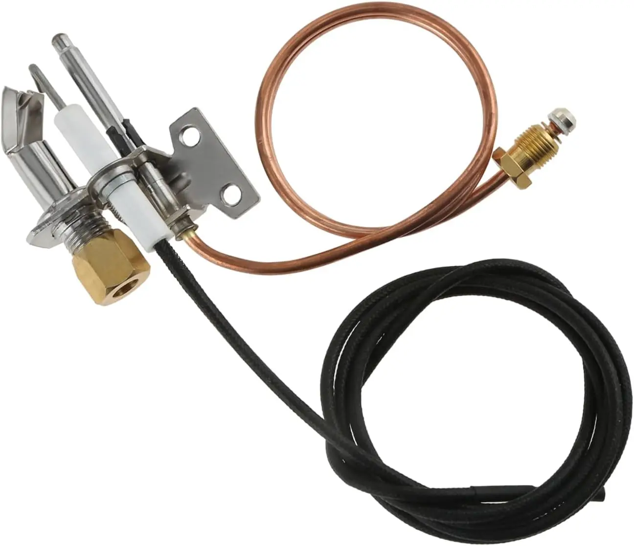 Propane Gas Pilot Burner Assembely Includes Pilot Thermocouple and Tubing & Spark Ignitor for Water Heater Pilot Assembely