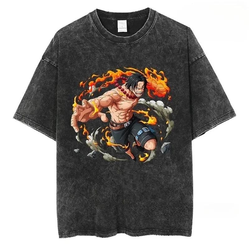 

GEAR 5 NIKA Luffy T-shirt Anime ONE PIECE Unisex Street Wear Cotton Retro Oversized Casual Short-sleeved T-shirt Get Badge