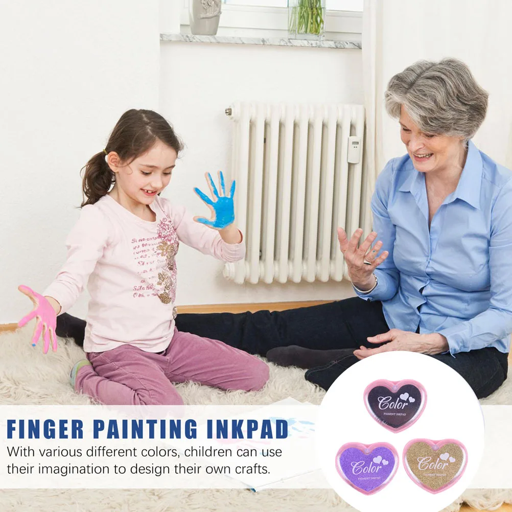 

8Pcs Heart Inkpads Bright Color Washable Finger Inkpads for Journals Posters Notepads DIY Art Projects Household Stamp Pad
