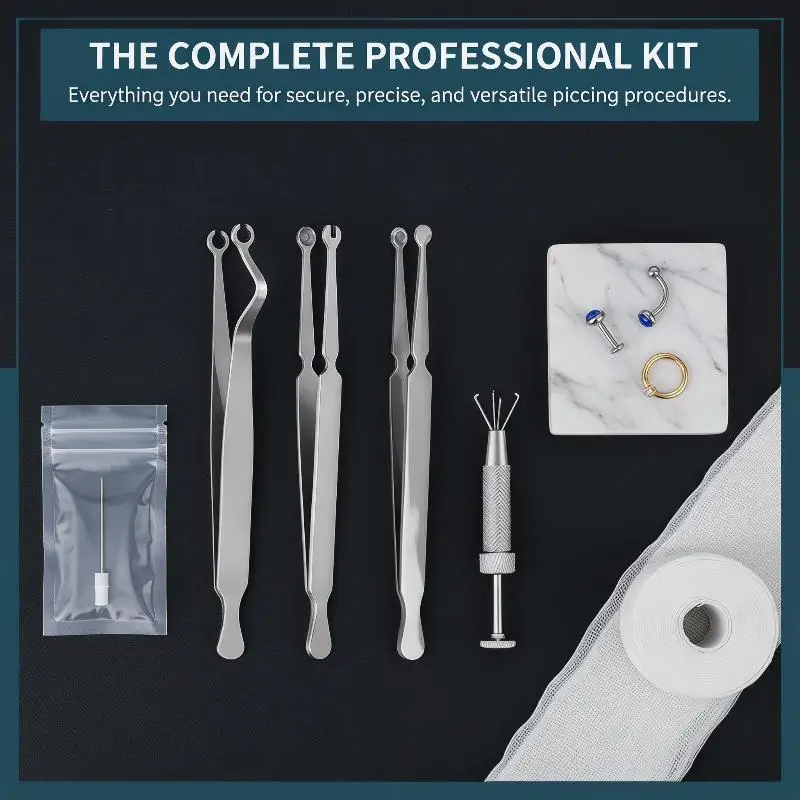 Stainless Steel Piercing Forceps Clamp Tool Lip Nail Earring Puncture Clip Open Close Ear Nose Septum Body Piercing Tool