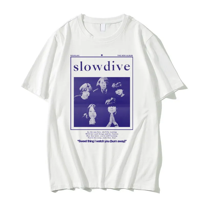 Britain Band Slowdive Souvlaki When The Sun Hits Vintage T-shirt Tour 90s Classic Men Women T Shirts Man Casual Oversized Tshirt