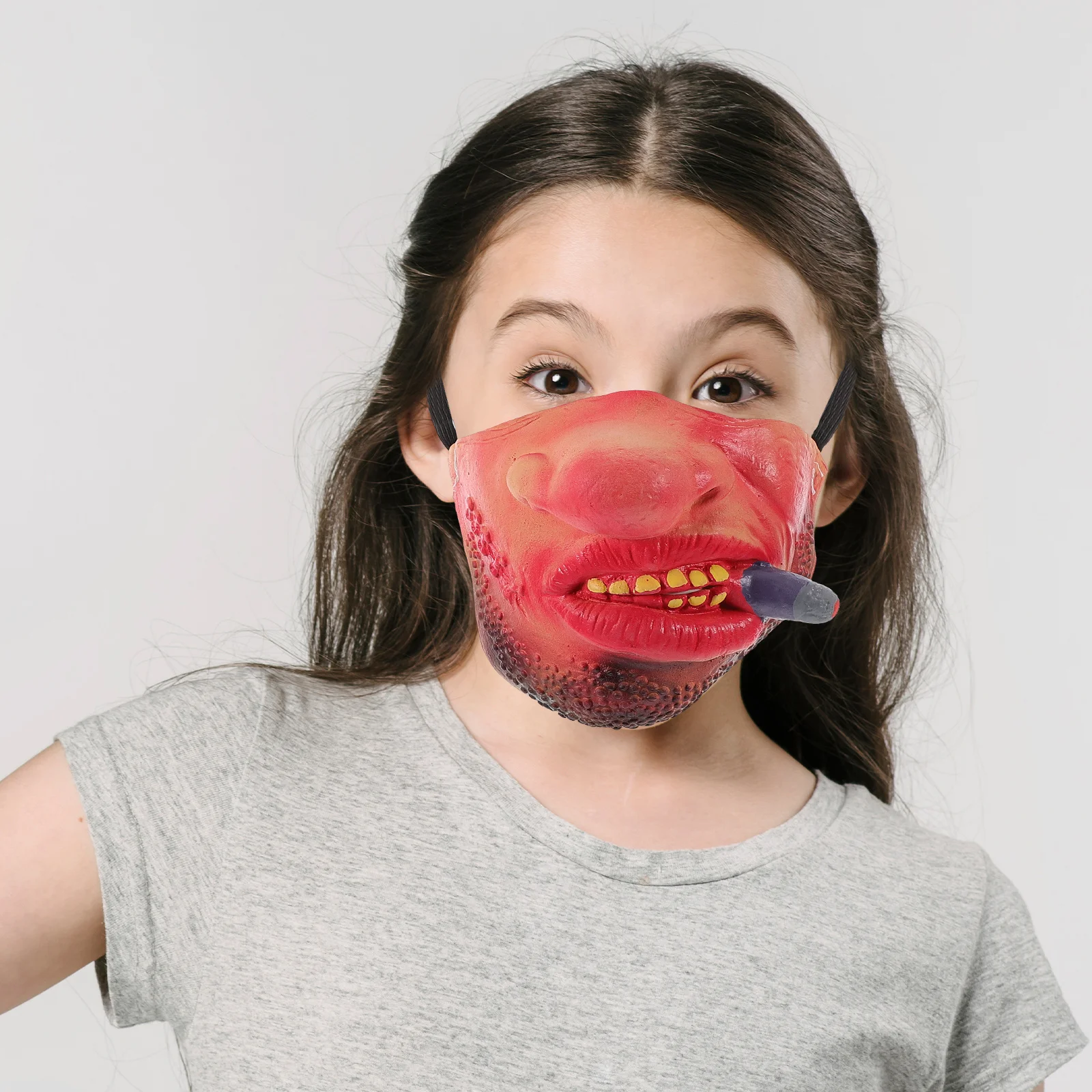 

Funny Half Face Mask Latex Creepy Horror Ghost Demon Cosplay Costume Prank Prop Halloween Party Novelty Joke Accessory Play