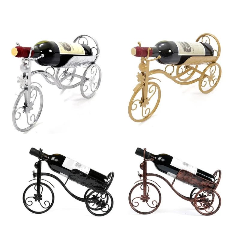 DONG Vintage Metal Tricycle Red Wine Holder Art Bike Rack Display Storage for Kitchen Bar Home Decoration