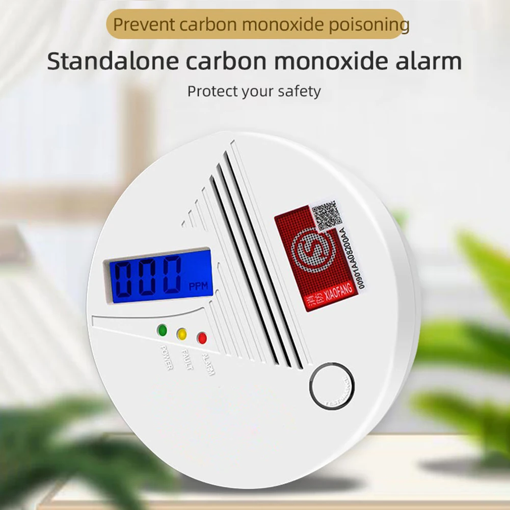 Smoke and Carbon Monoxide Detector Alarm with LEDs CO Detector Battery Powered Low Battery Indicator LCD Display for Home Hotel