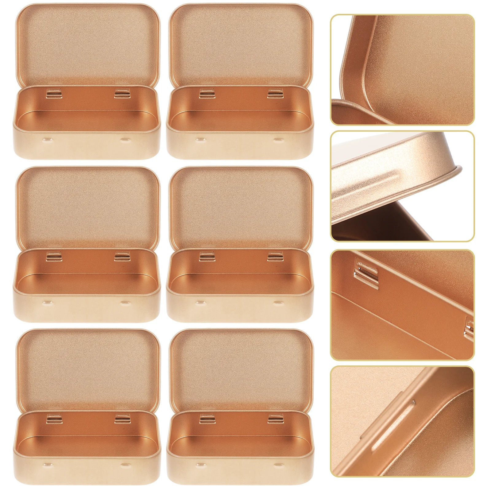

6Pcs Flip Top Storage Box Reusable Tin Container for Wedding Party Favors Decorative Candy Packaging Light Weight Tinplate Box