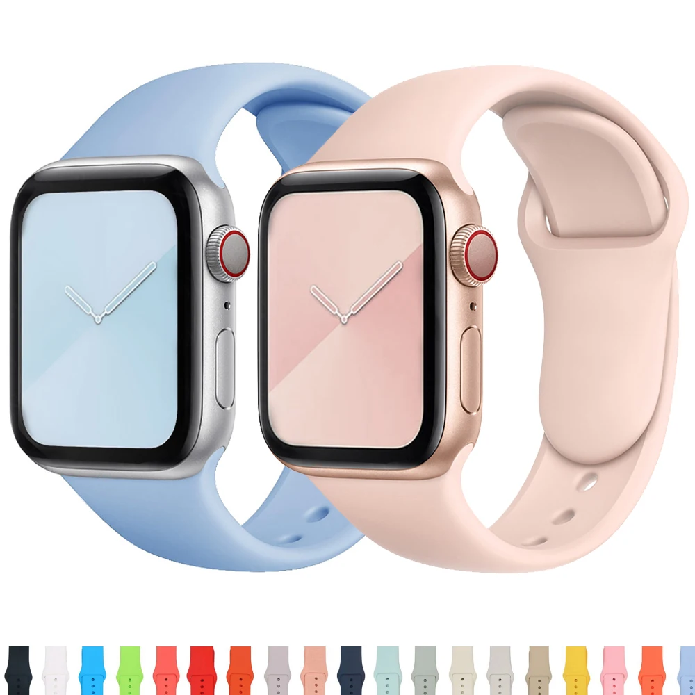 Silicone Band For Apple Watch strap 44mm 45mm 40mm 41mm 42-38mm 45 mm sport bracelet iwatch series 8 7 6 5 4 3 SE 9 Ultra 2 49mm