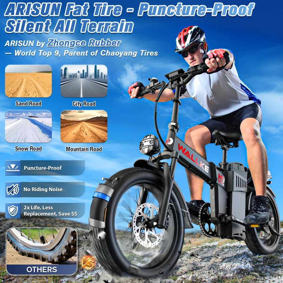 W Wallke H9 Ultra Electric Bike for Adults, 48V 40Ah Long Range Ebike, Fast E-Bike, 20"x4" Fat Tire Electric Bicycle, Torque Sensor, UL2849 image 6