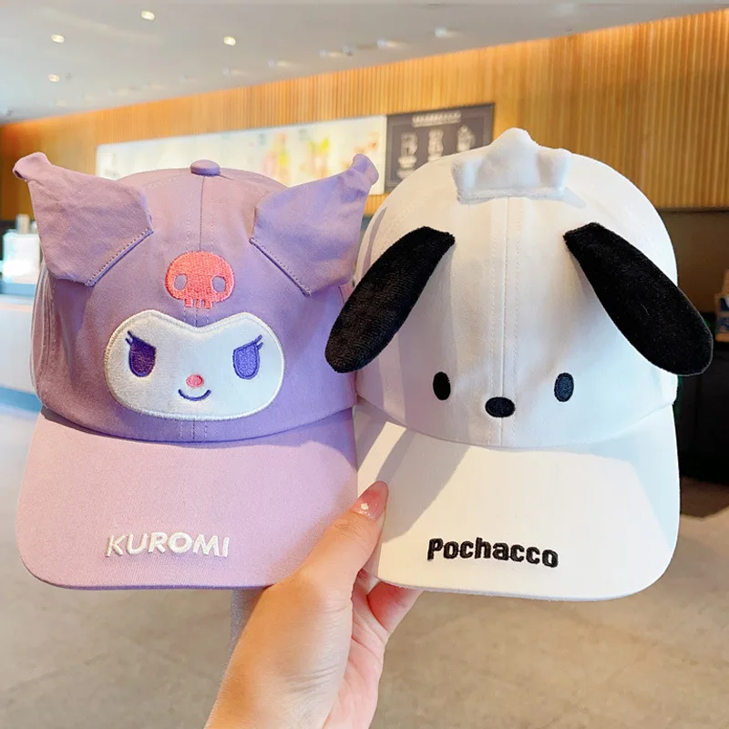 Gorro de dibujos animados Sanrio Hello Kitty Kuromi My Melody para niños, gorros de sol Kawaii, protector solar de viaje, gorra de béisbol para niña, regalo para niños