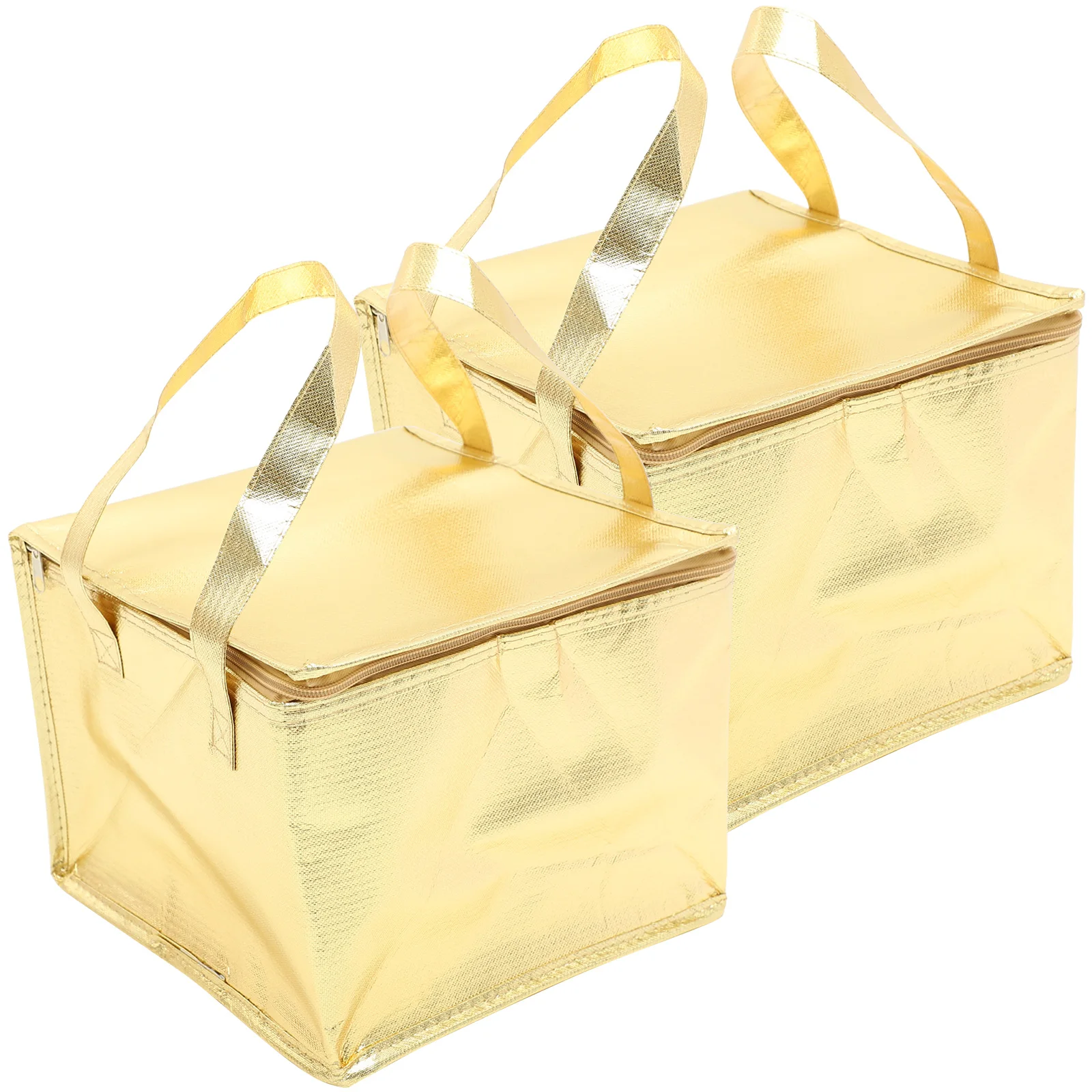 

2Pcs Insulated Tote Bags Foldable Zippers Cold Food Delivery Shopping Reusable Thermal Bag Lunch Grocery Travel Picnic Storage