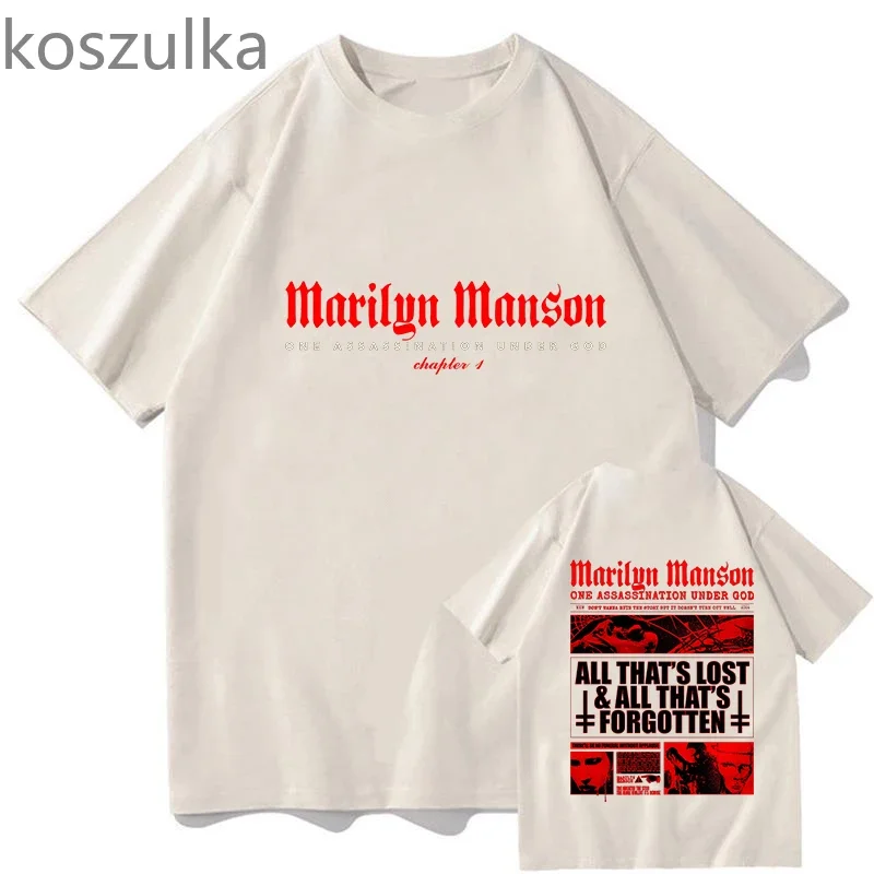 Marilyn Manson T-shirt Man Women Harajuku O-neck Summer Casual Pure Cotton Fashion Aesthetic Unisex Short Sleeve Streetwear Tops