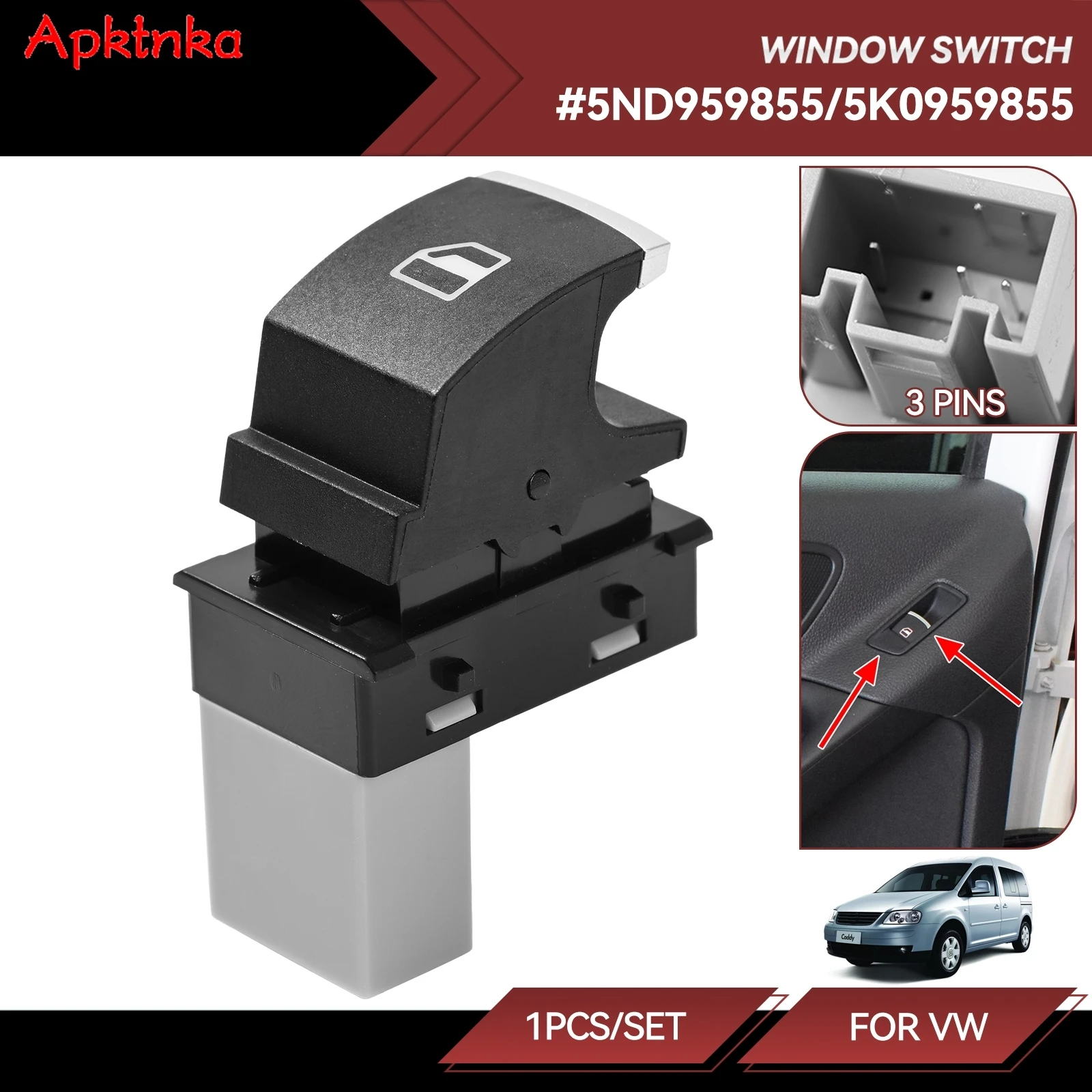 Pulsante di controllo dell'interruttore alzacristallo elettrico per VW Jetta Tiguan Caddy Golf MK5 MK6 Passat Touran Seat MK2 5ND 959855 5K 0959855 5ND 959 855