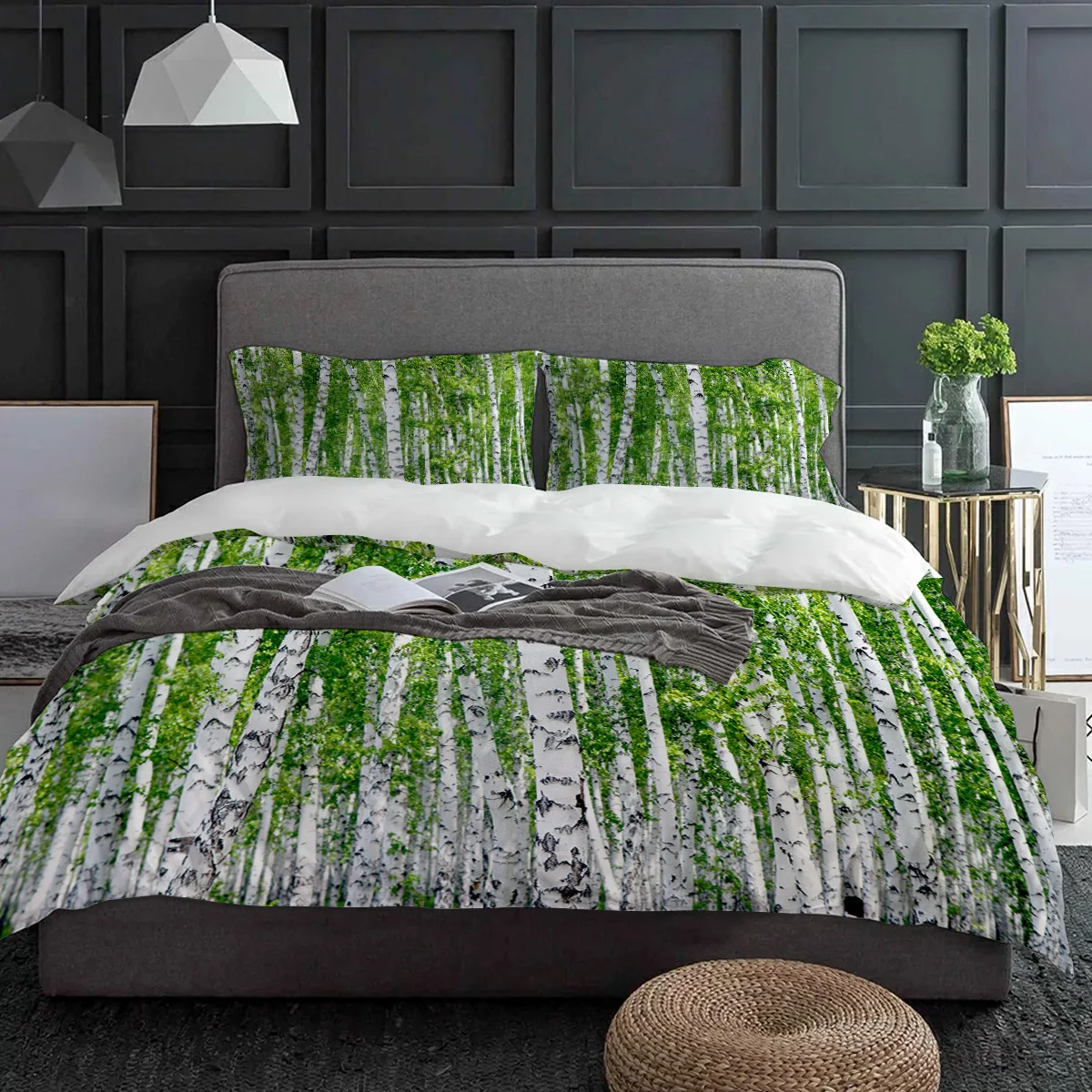 

Birch Trees Nature Green Bedding Set 3pcs Boys Girls Duvet Cover Pillowcase Kids Adult Quilt Cover Double Bed Set Home Textile