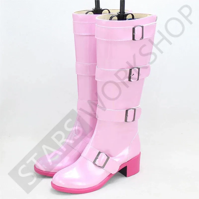 Zapatos de Cosplay The King Of Fighters KOF Shermie, Botas Largas rosas