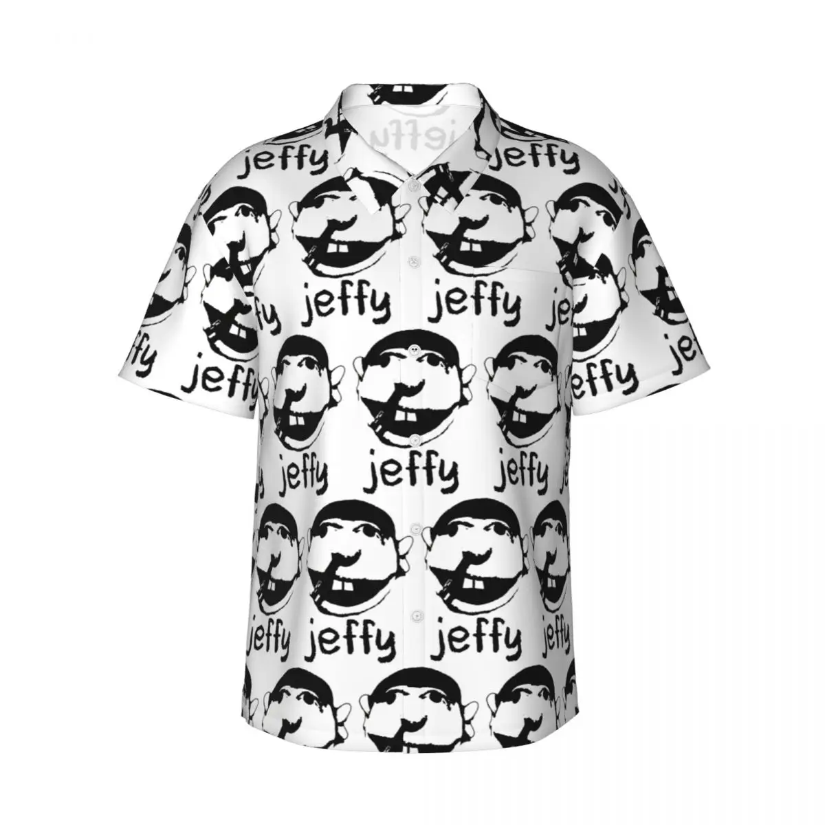 

Мужские рубашки Jeffy Face Sml Rapper, гавайская рубашка с коротким рукавом, модные топы на пуговицах для летнего пляжа
