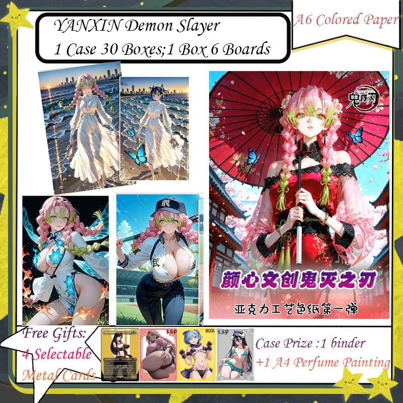 

YANXIN Demon Slayer A6 Color Paper Anime Kimetsu Yaiba Tanjirou Kamado Nezuko Card Kids Gift Demon Slayer Cards