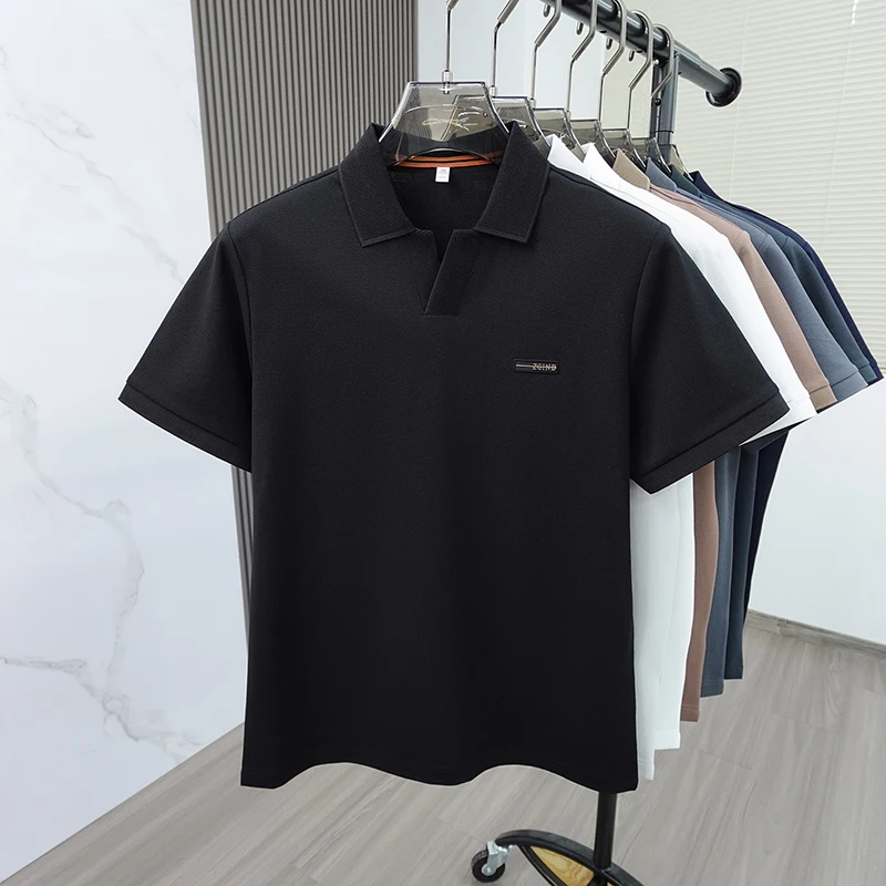 Hochwertiges Marken-Sommer-Polohemd mit kurzen Ärmeln für Herren, exquisites Abzeichen-Design, atmungsaktives und bequemes T-Shirt-Oberteil – Detail 25
