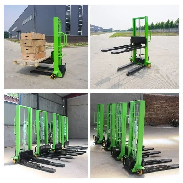 Manual Hydraulic Forklift Trucks Portable Hydraulic Lift Pallet Stacker Wholesale 1ton, 1.5ton, 2ton 1.6m 48v Lithium Battery