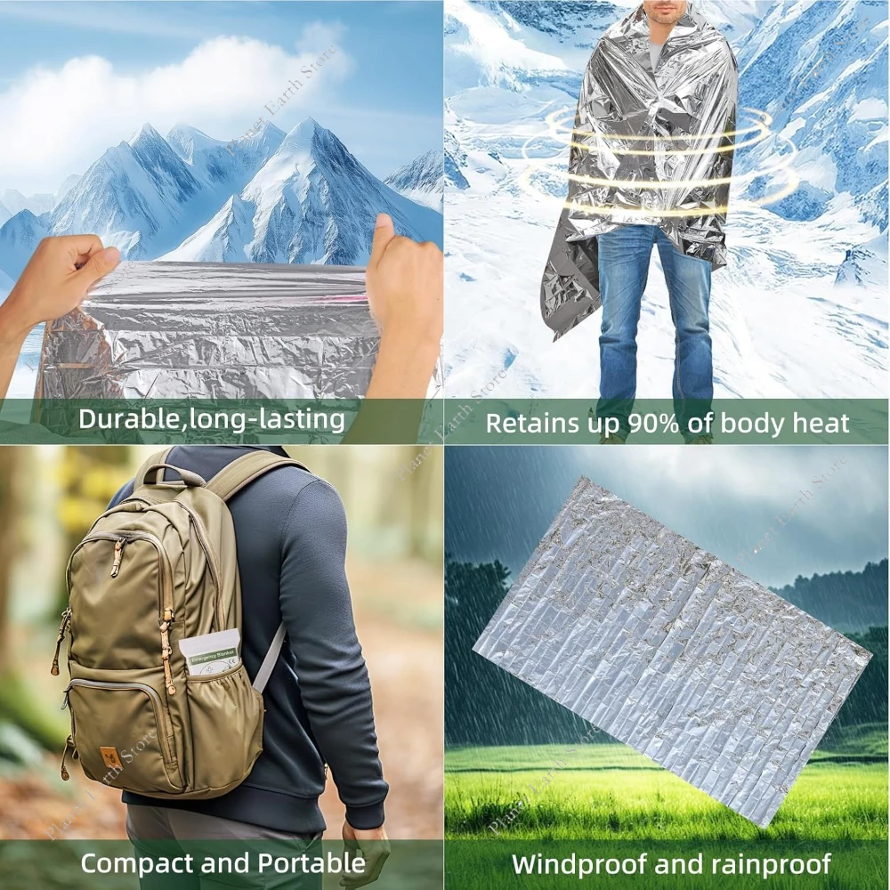 5/10/20 Pack Emergency Blanket Thermal Blanket for Camping Waterproof Foil Thermal Blanket Heat Reflective Blanket for Outdoors