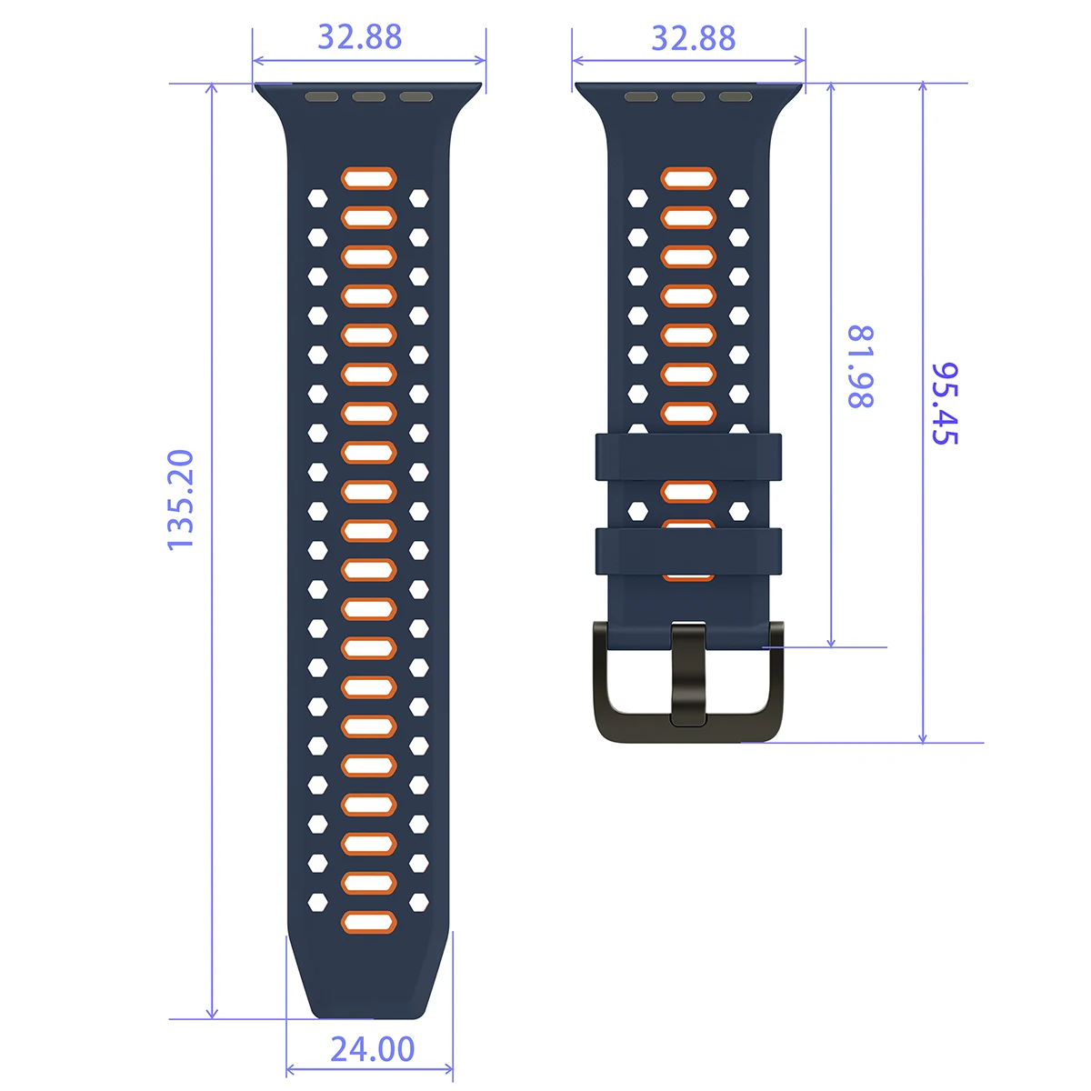 Silicone Sport Band for Apple Watch Ultra 3/2 49mm 42 44 45 S11 10 46mm  Two Tone Strap for Iwatch S9 8 7 Breathable Belt