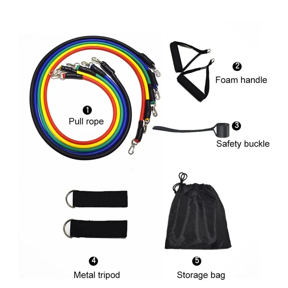 LOOGDEEL 11PCS/Set Resistance Bands Pedal Excercise Body Training Workout Women Men Fitness Yoga Pull Rope Exercises Latex Tubes